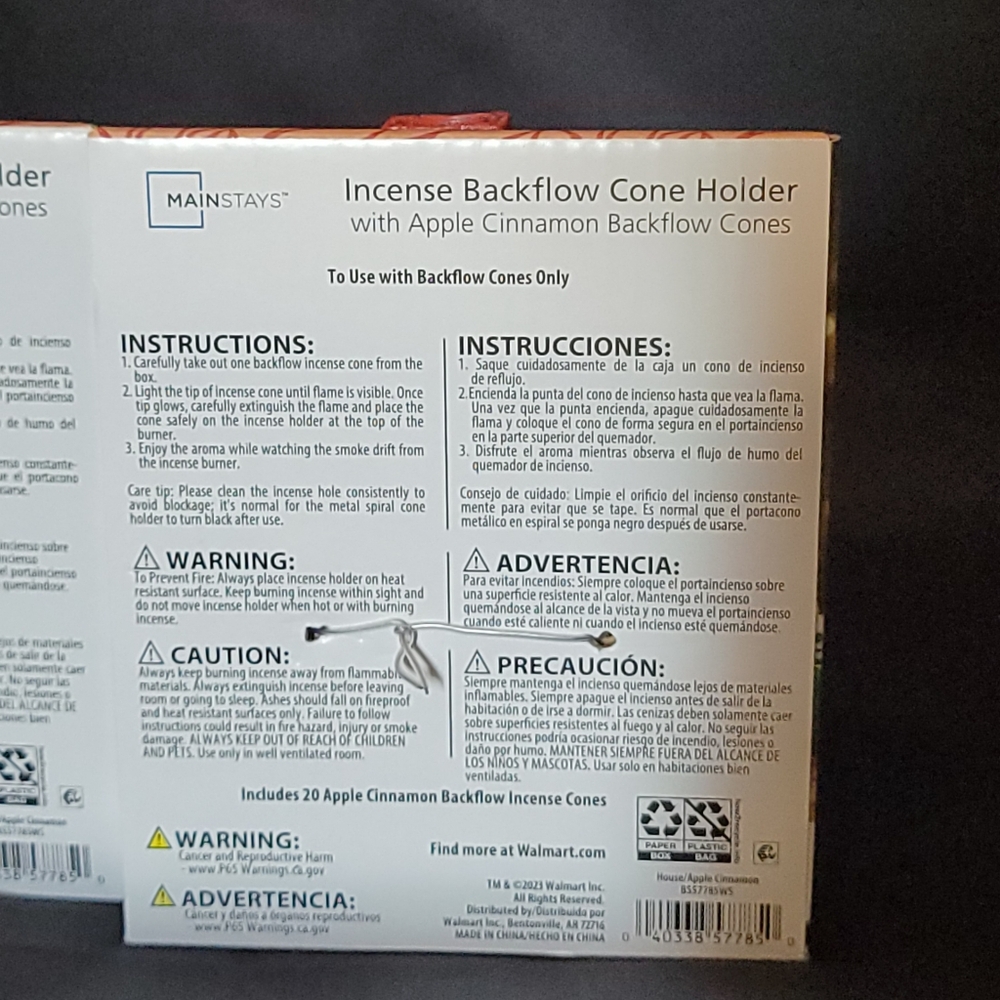 Mainstays Vacation Home Backflow Incense  Cinnamon Apple Backflow Cones (Set 2) - Picture 8 of 8